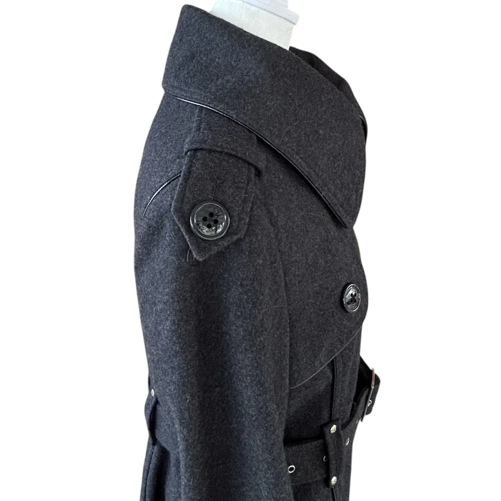Miss Sixty M60 Wool Blend Double Breasted Peacoat Trenchcoat Dark Grey Womens‎ M
